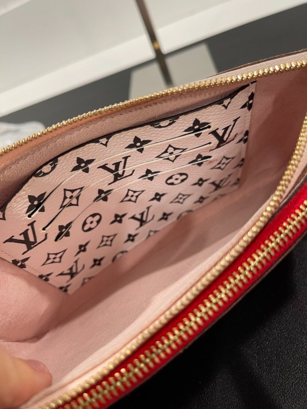 Louis Vuitton Double Zip Pochette Rouge Monogram Giant Canvas (JB1464) - Picture 7 of 11